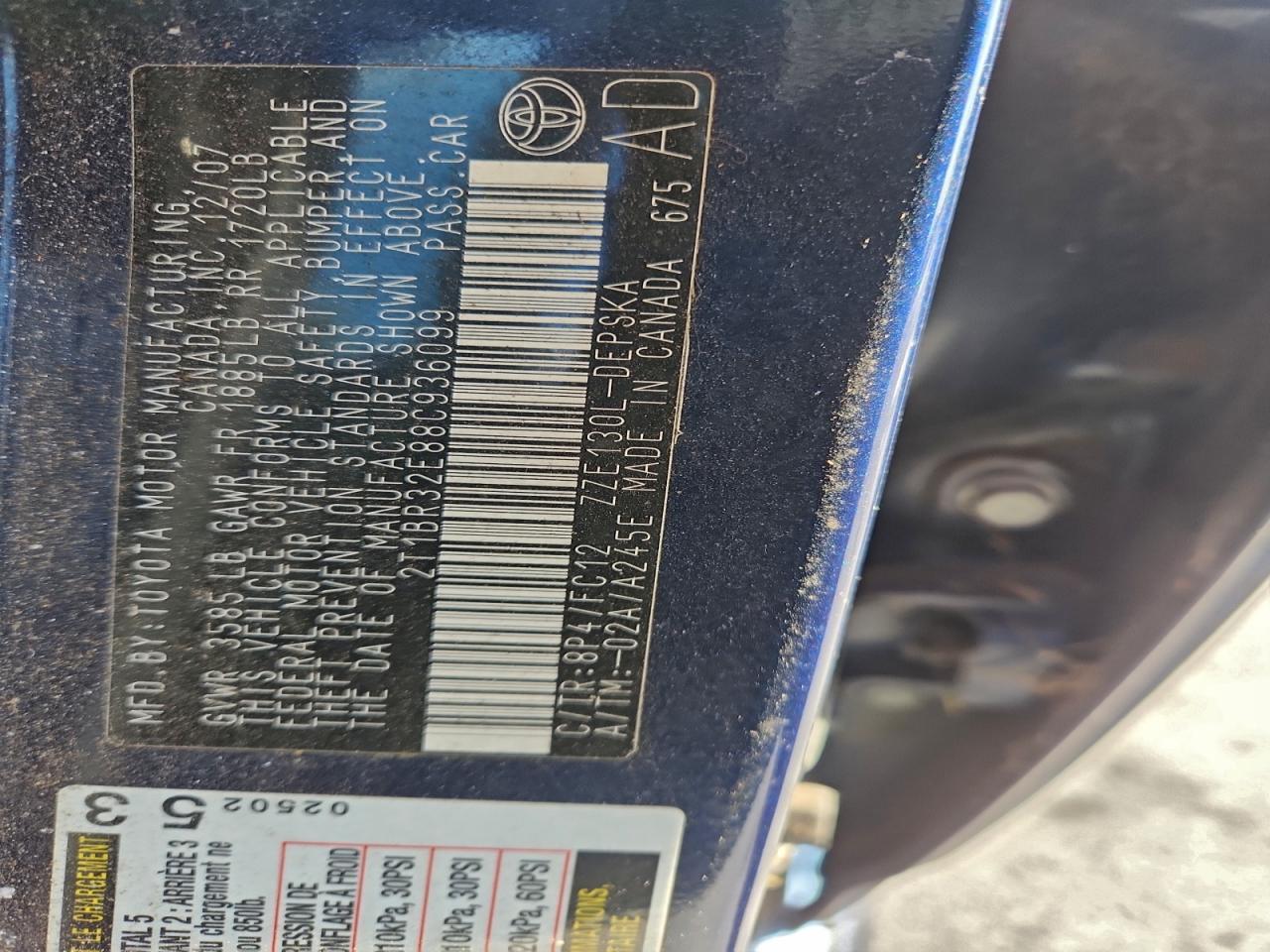 2008 TOYOTA COROLLA CE photo 12