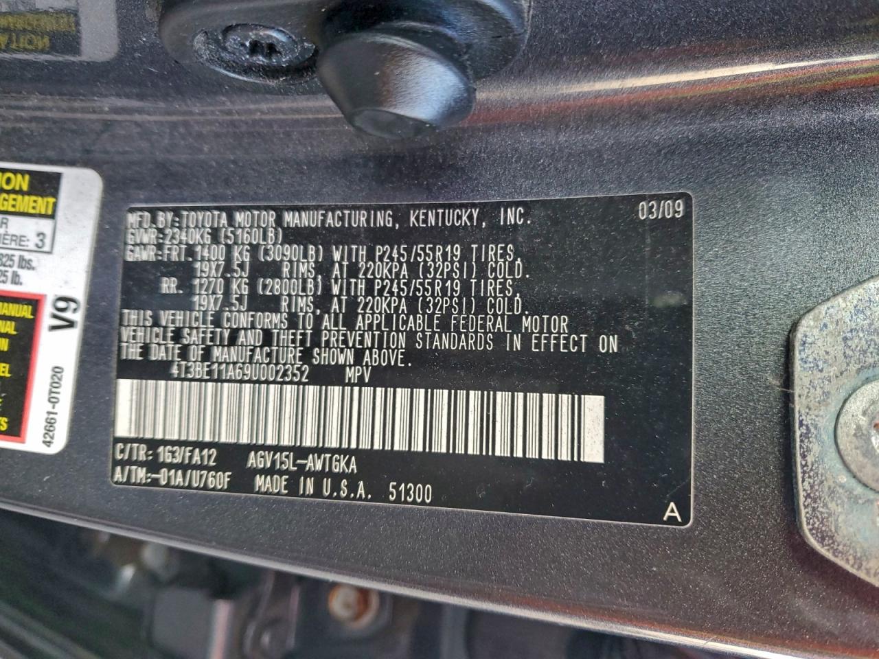 2009 TOYOTA VENZA AWD 4CYL photo 13