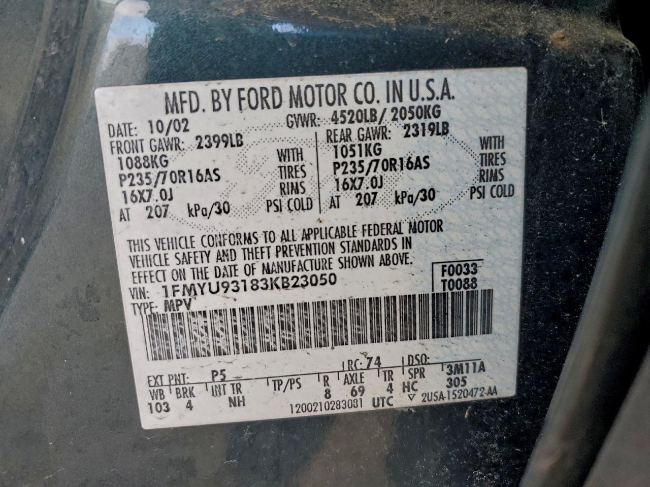 2003 FORD ESCAPE XLT photo 13