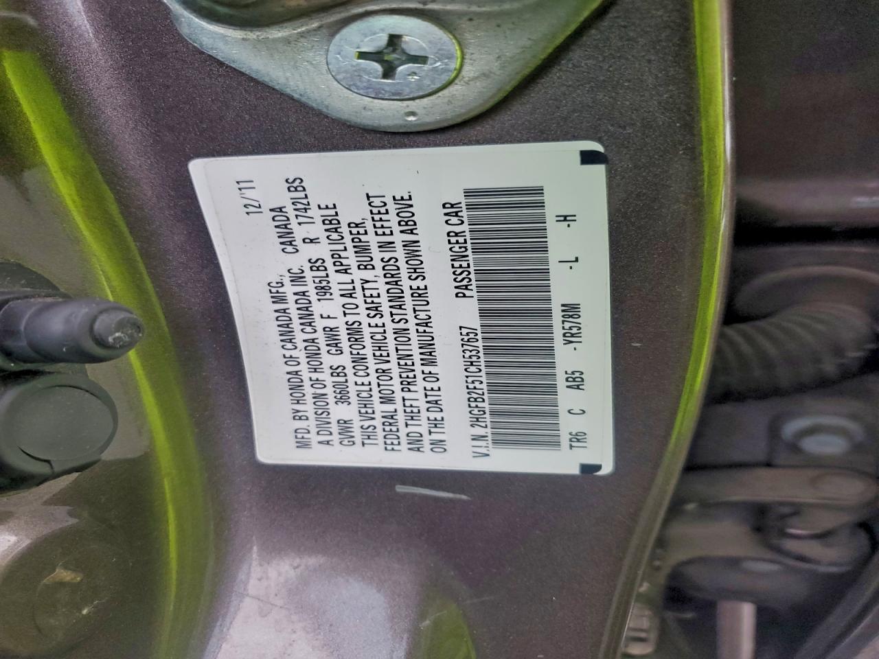 2012 HONDA CIVIC LX photo 34