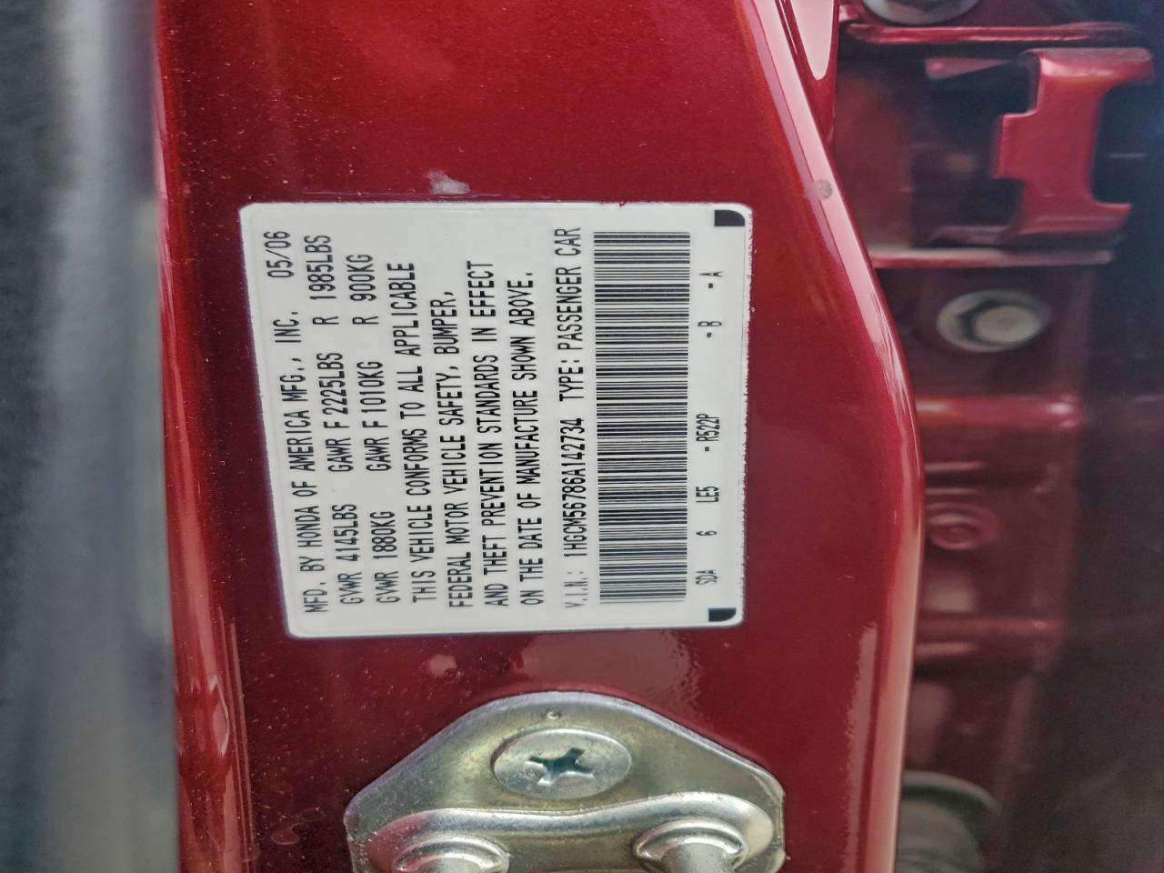 2006 HONDA ACCORD EX photo 12