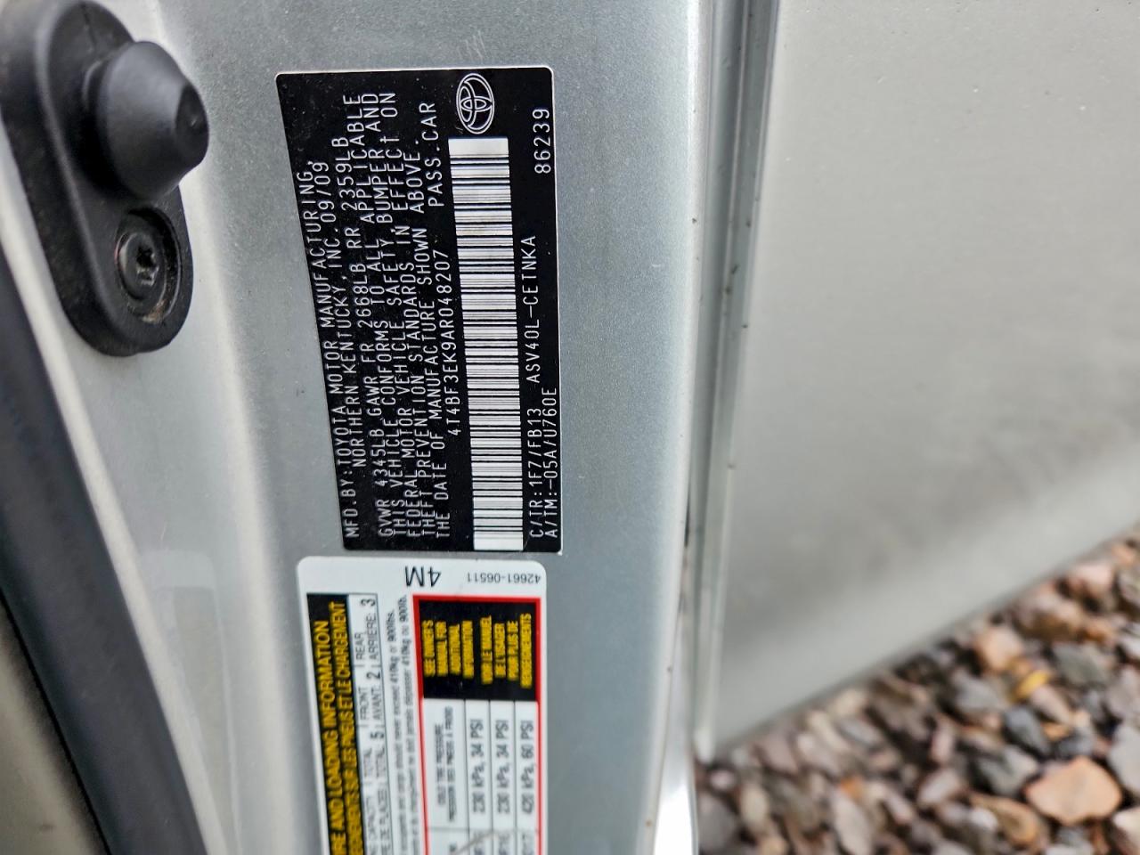 2010 TOYOTA CAMRY BASE photo 12