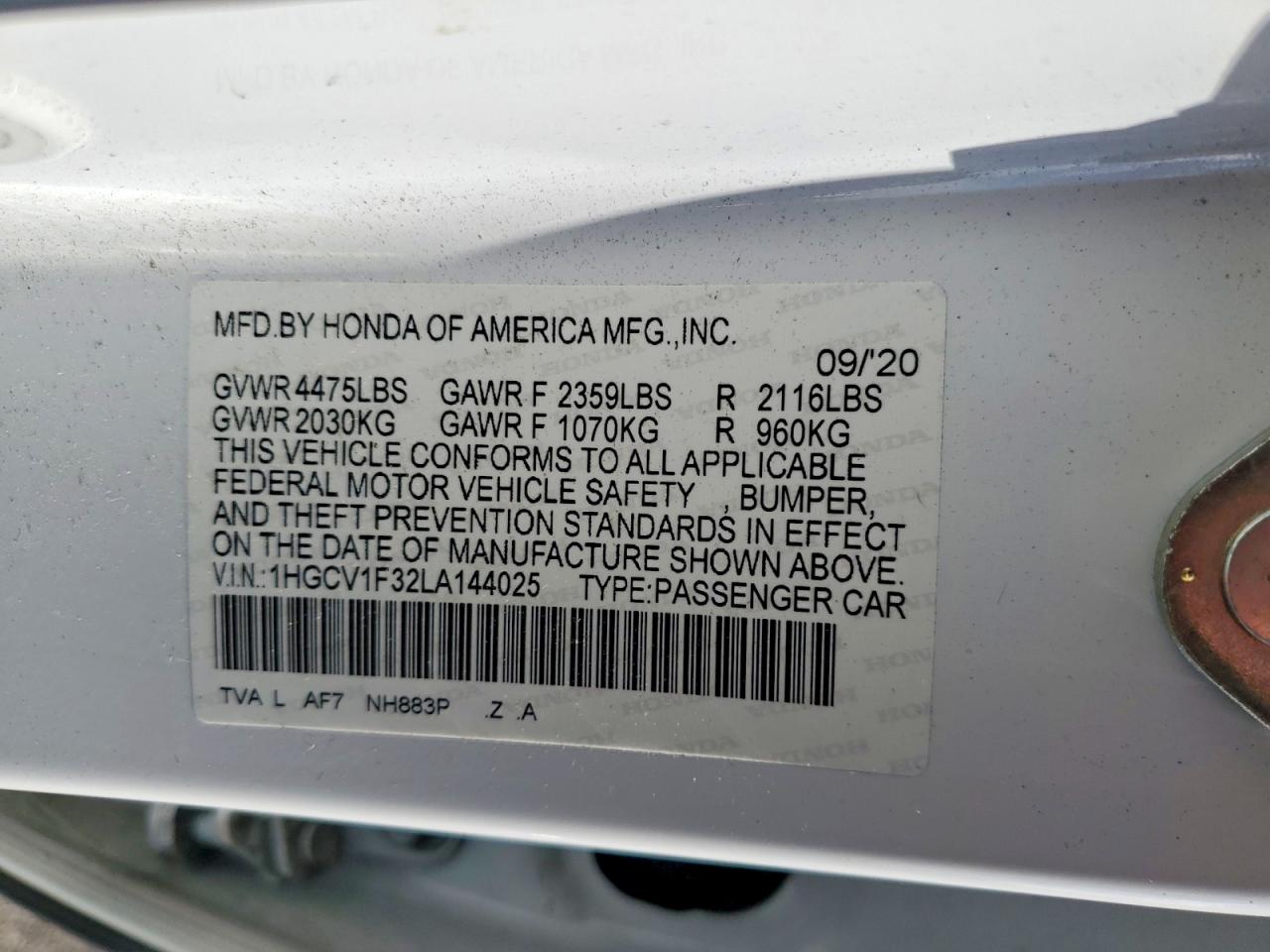 2020 HONDA ACCORD SPORT photo 13