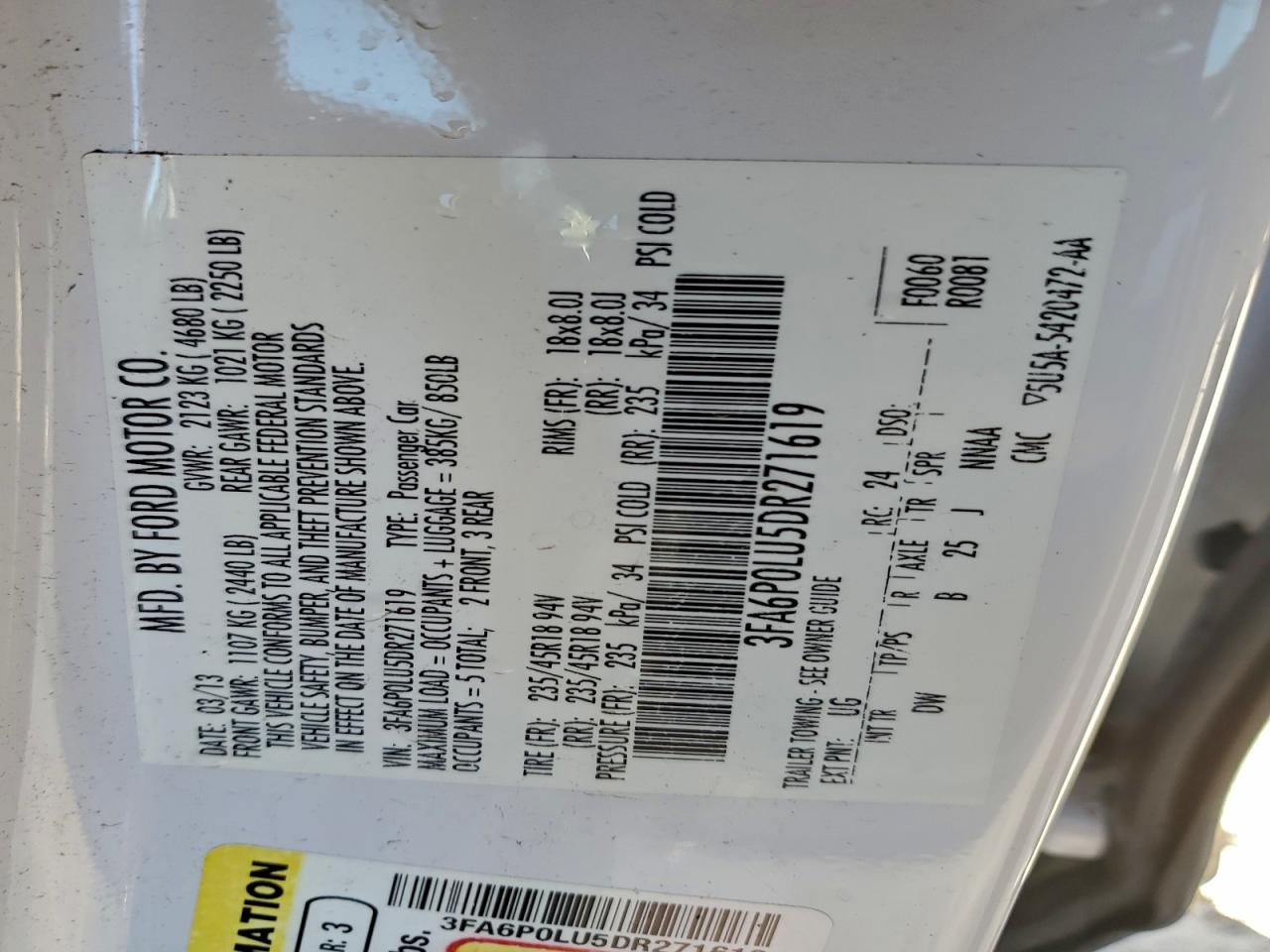 2013 FORD FUSION SE HYBRID photo 12