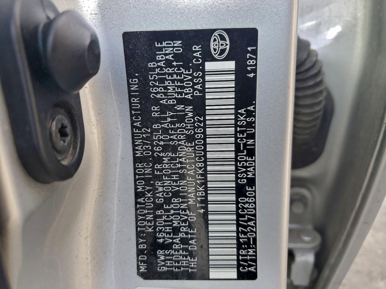 2012 TOYOTA CAMRY SE photo 13