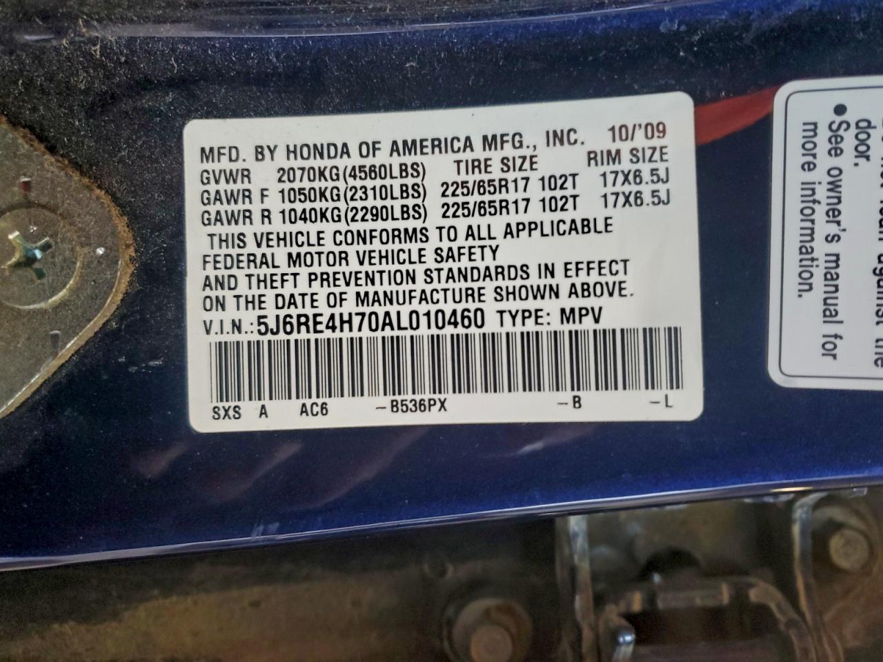 2010 HONDA CR-V EXL photo 14