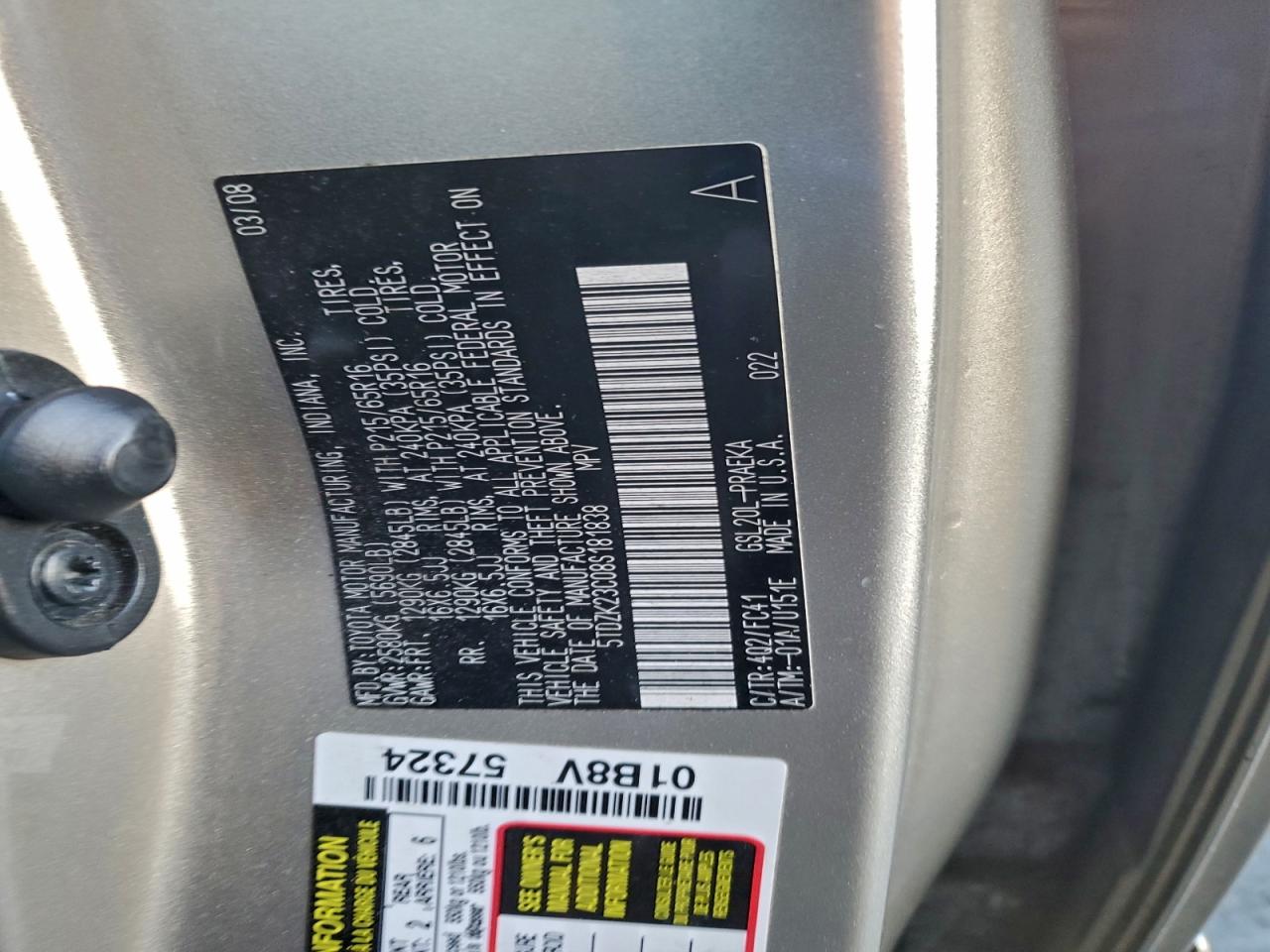 2008 TOYOTA SIENNA CE photo 13