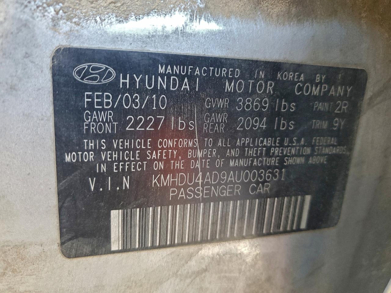 2010 HYUNDAI ELANTRA BLUE photo 23