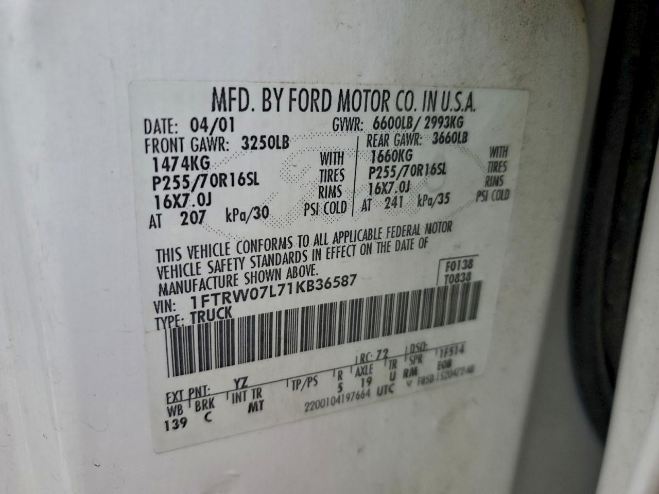 2001 FORD F150 SUPERCREW photo 12
