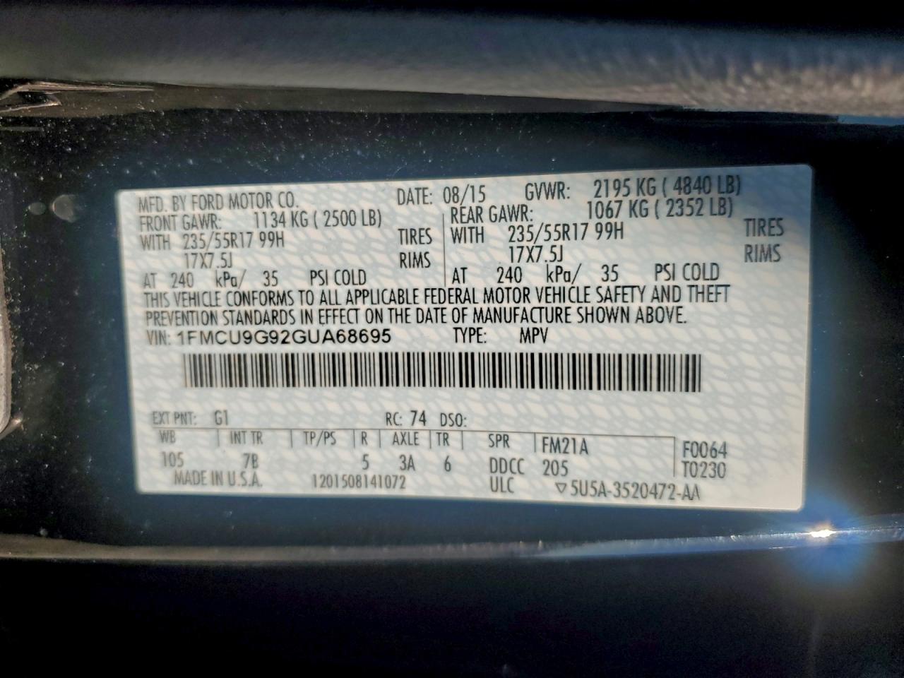2016 FORD ESCAPE SE photo 13
