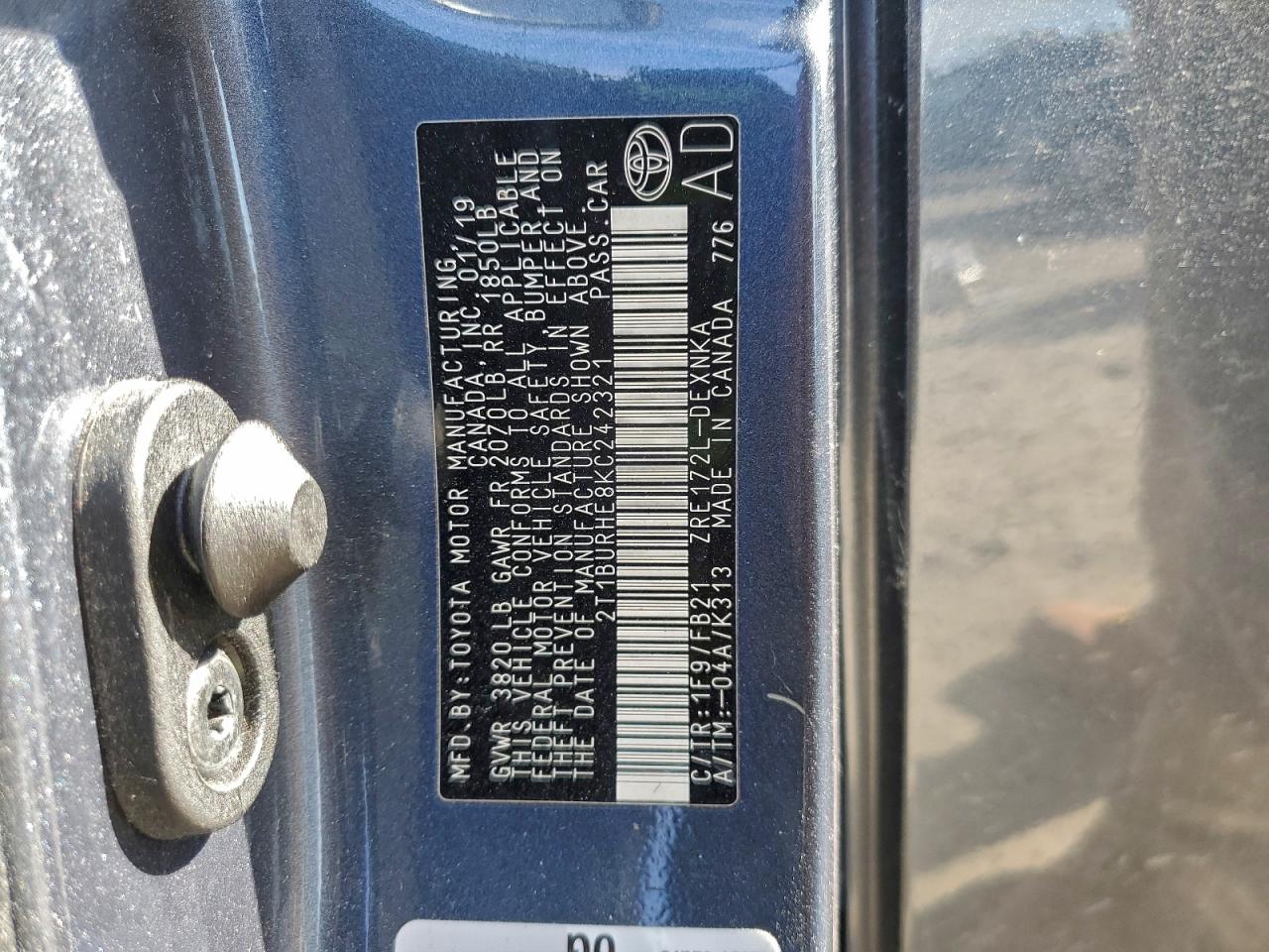 2019 TOYOTA COROLLA L photo 13