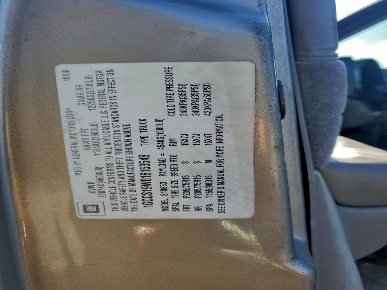 2001 CHEVROLET S TRUCK S10 photo 12