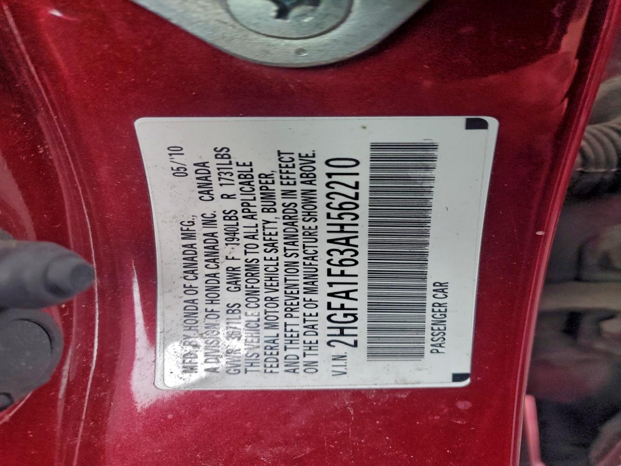 2010 HONDA CIVIC LX-S photo 12