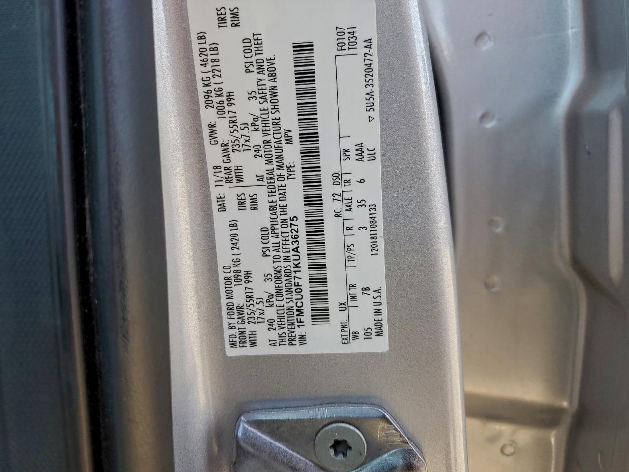 2019 FORD ESCAPE S photo 13