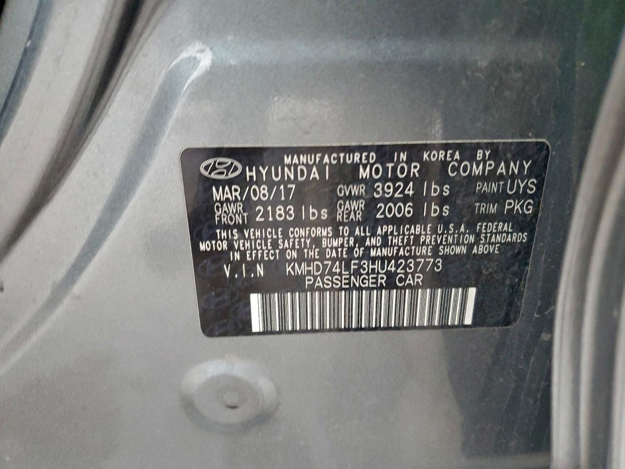 2017 HYUNDAI ELANTRA SE photo 12