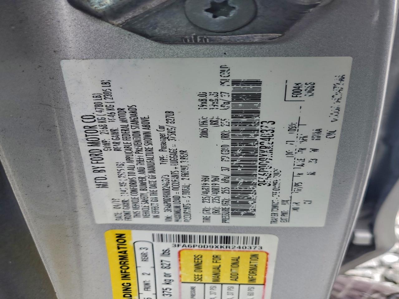 2019 FORD FUSION TITANIUM photo 23
