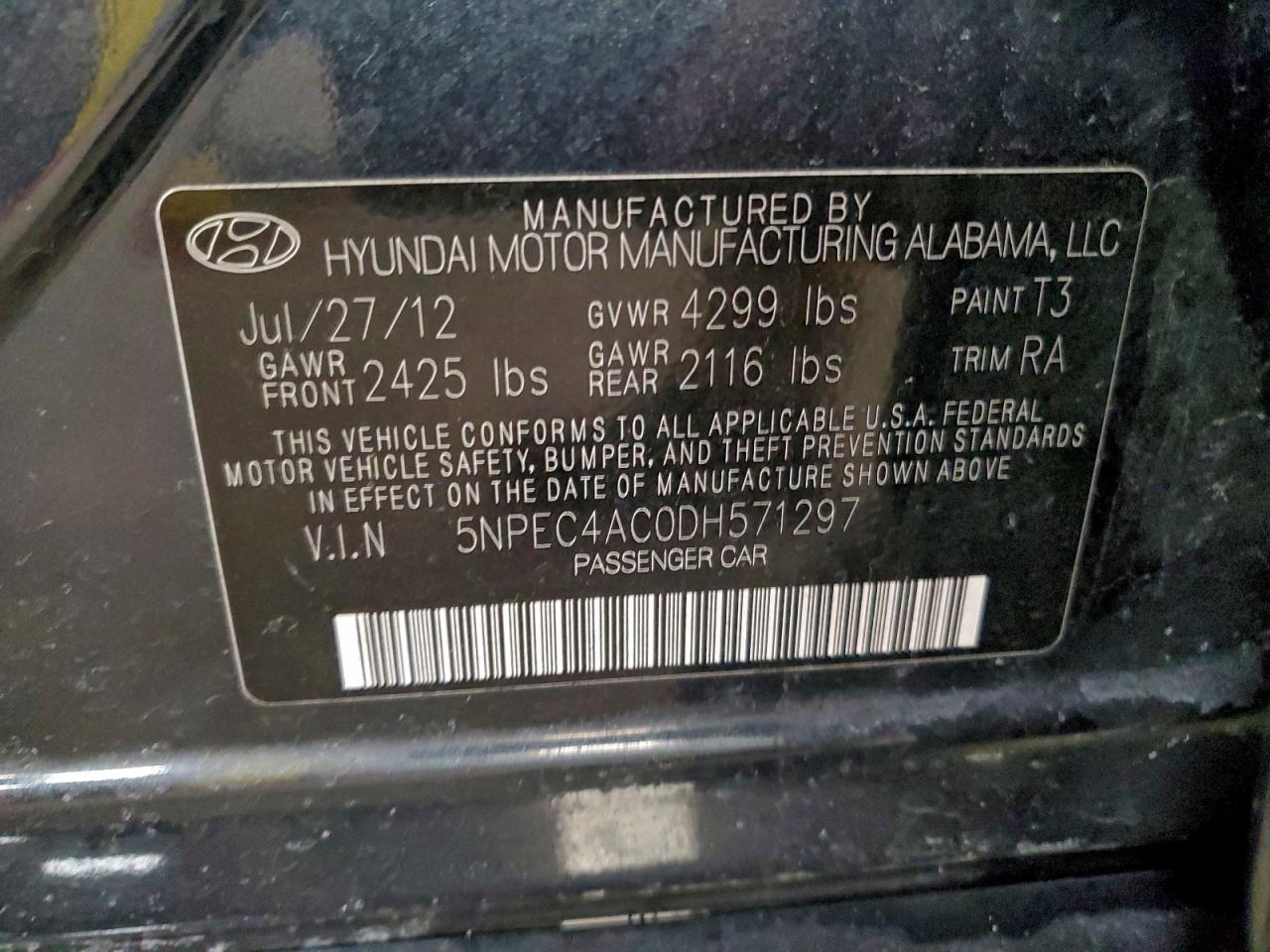 2013 HYUNDAI SONATA SE photo 12