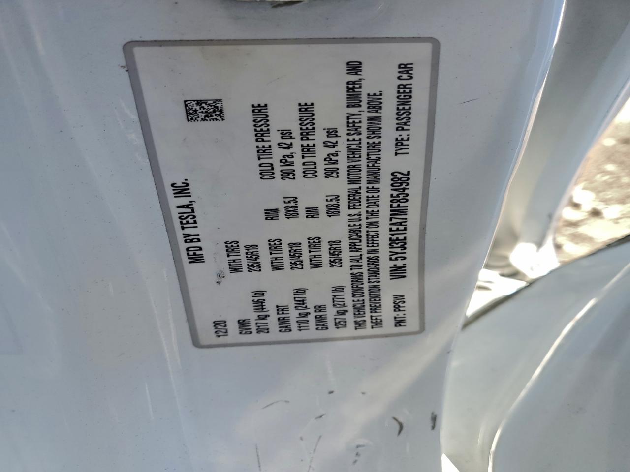 2021 TESLA MODEL 3 photo 12