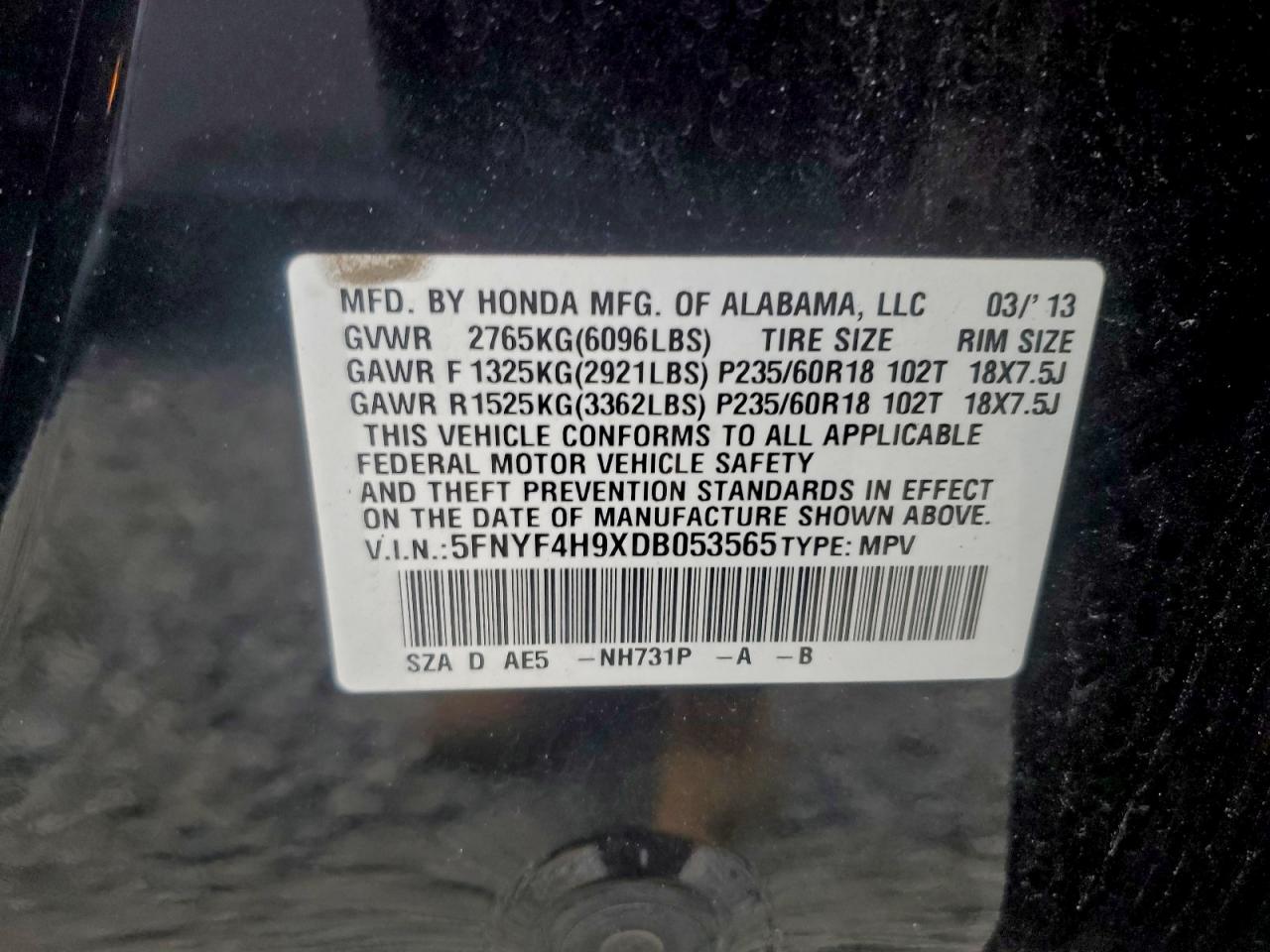 2013 HONDA PILOT TOURING photo 13