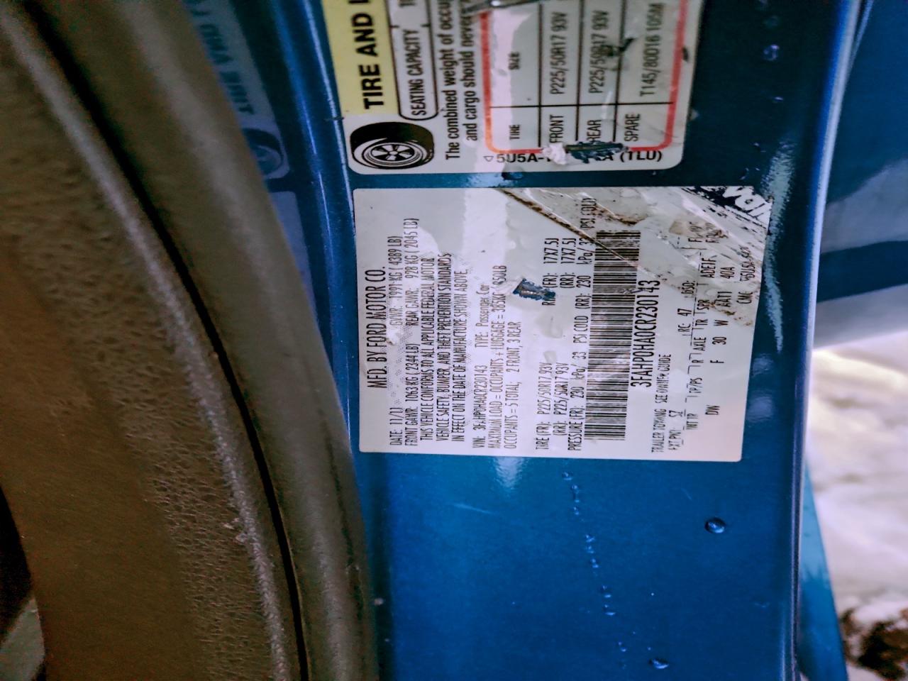 2012 FORD FUSION SE photo 12