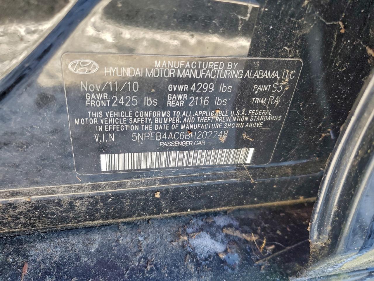 2011 HYUNDAI SONATA GLS photo 12