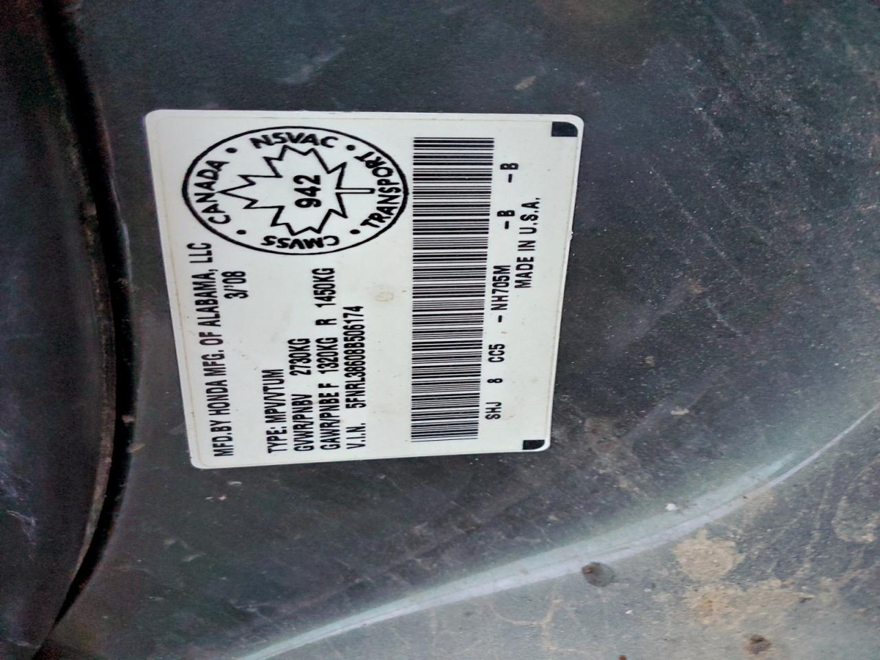 2008 HONDA ODYSSEY EXL photo 14