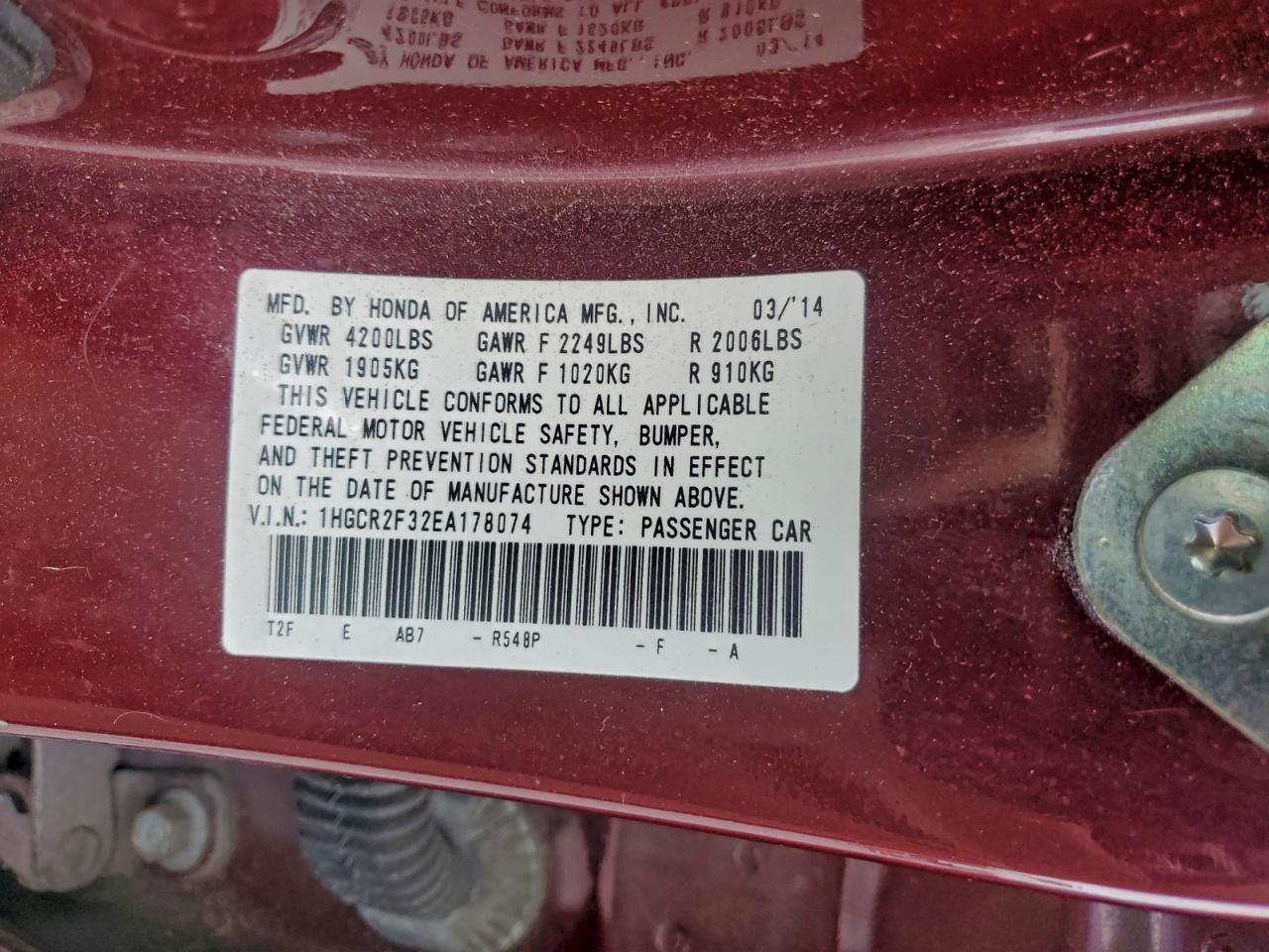 2014 HONDA ACCORD LX photo 13