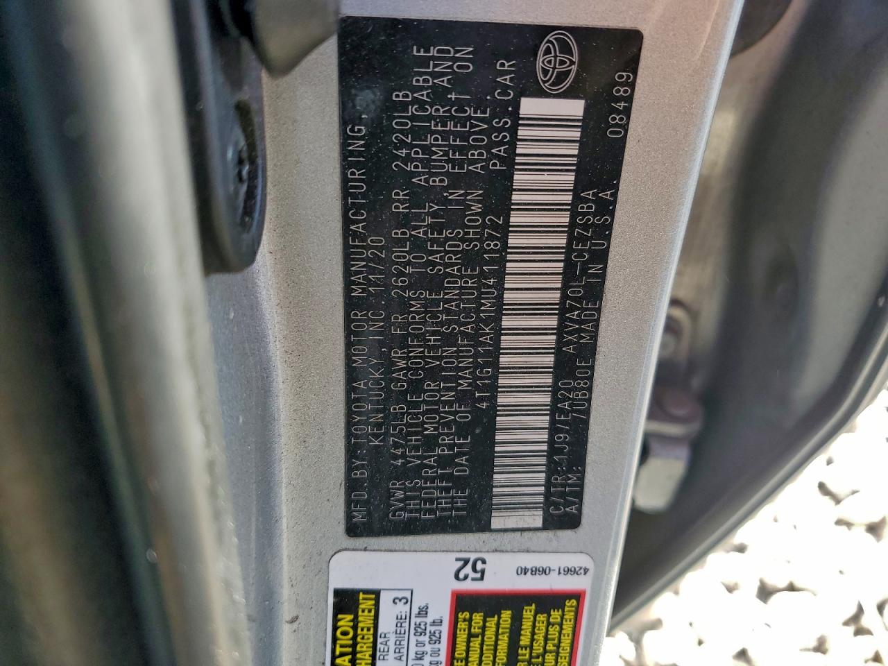 2021 TOYOTA CAMRY photo 13