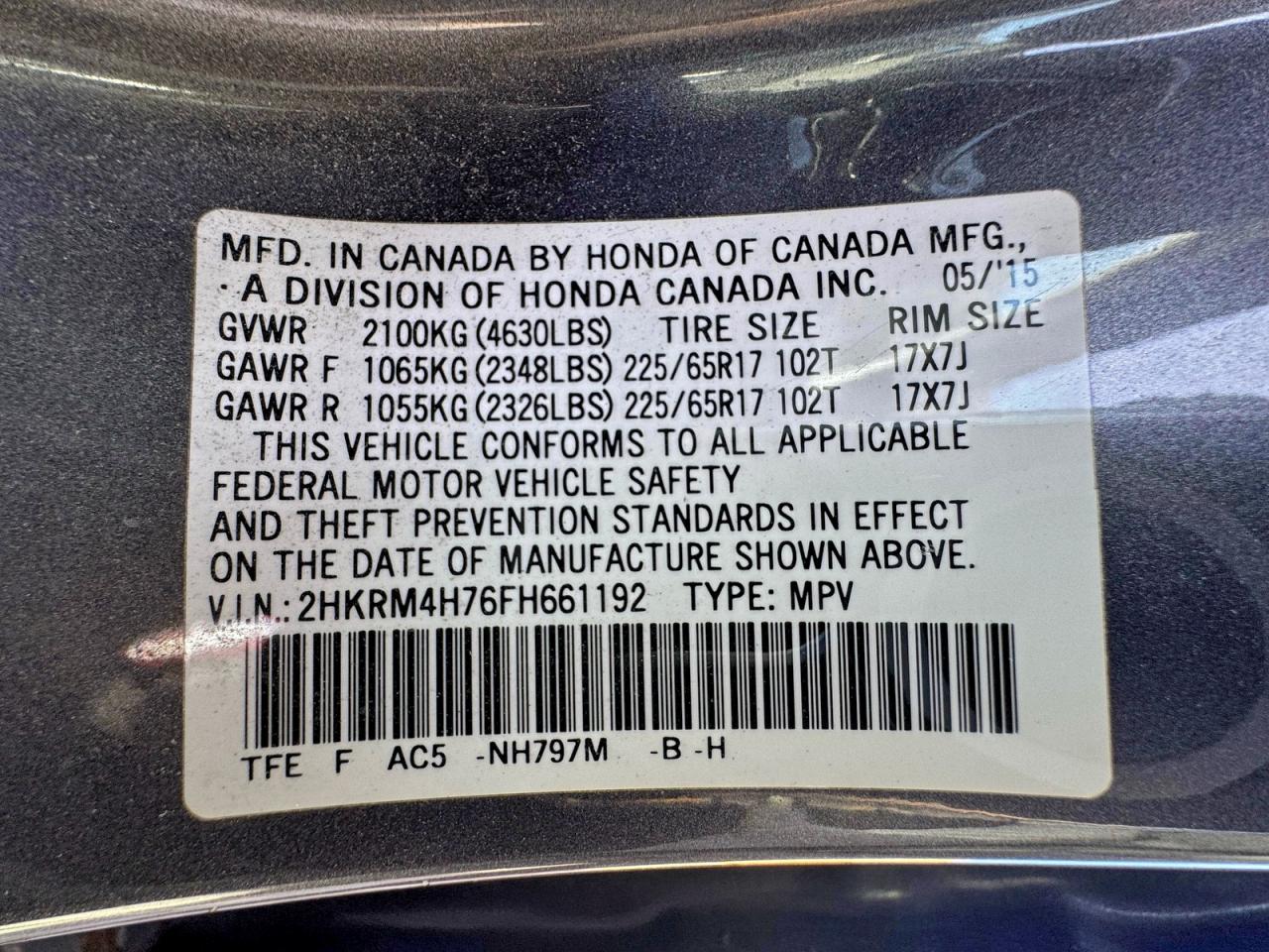 2015 HONDA CR-V EXL photo 10
