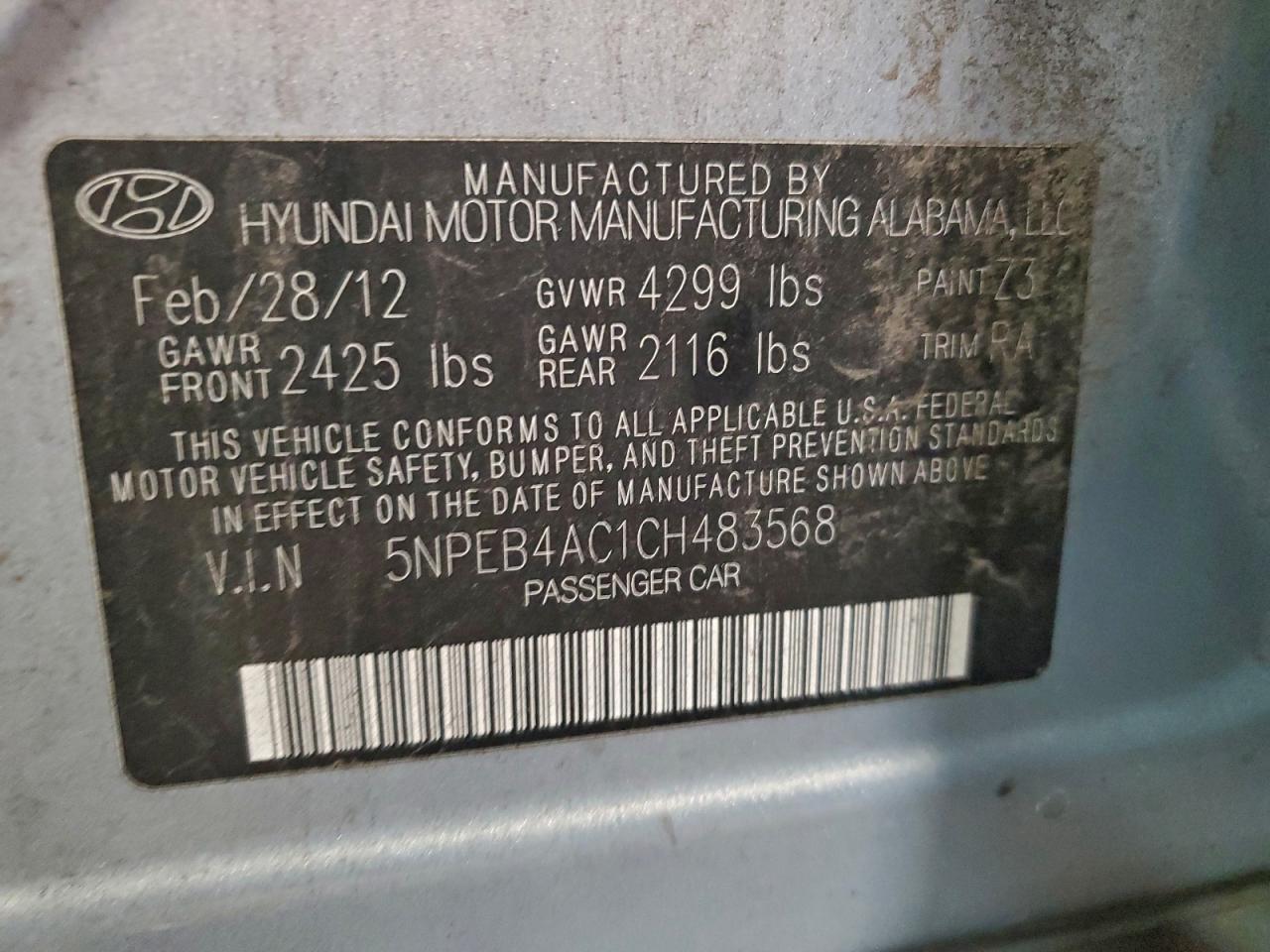 2012 HYUNDAI SONATA GLS photo 12