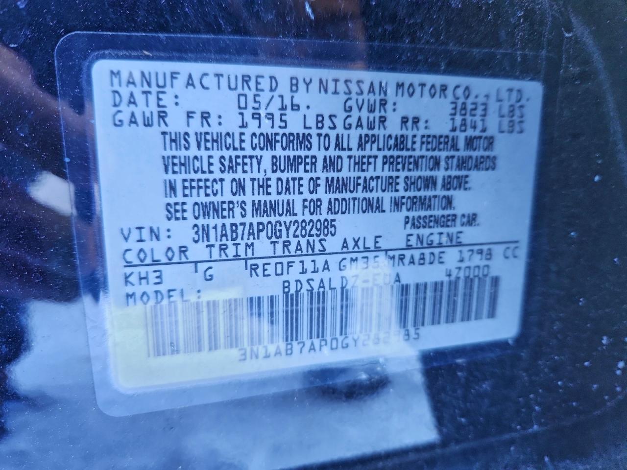 2016 NISSAN SENTRA S photo 12