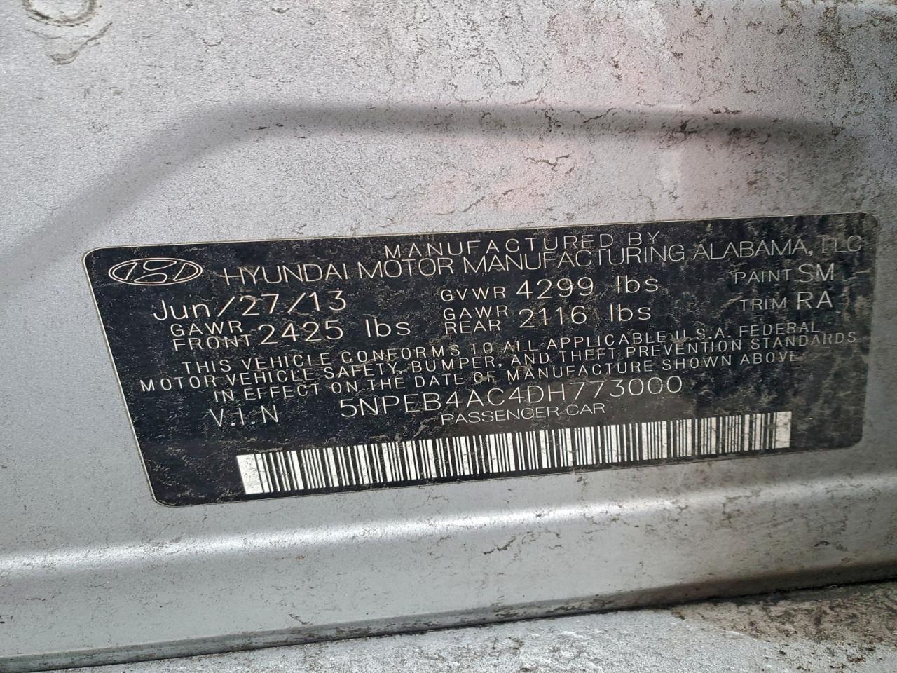 2013 HYUNDAI SONATA GLS photo 12
