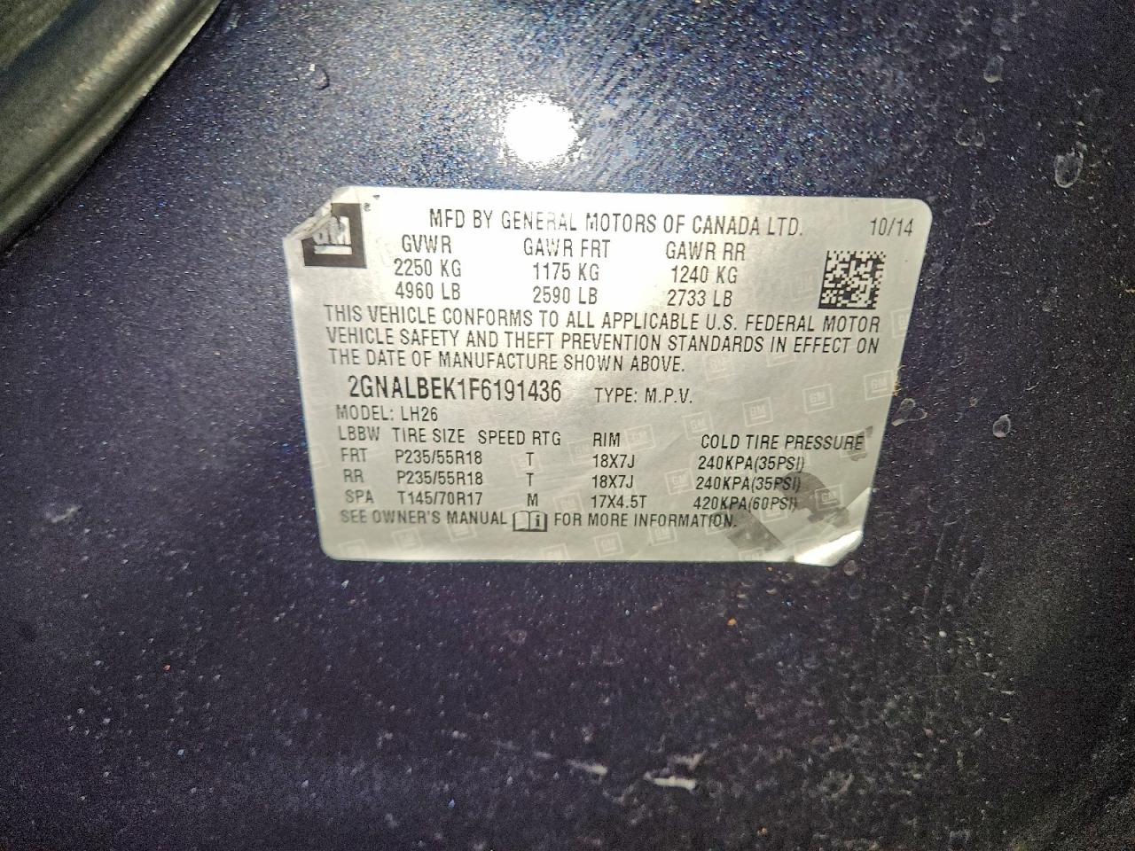 2015 CHEVROLET EQUINOX LT photo 13