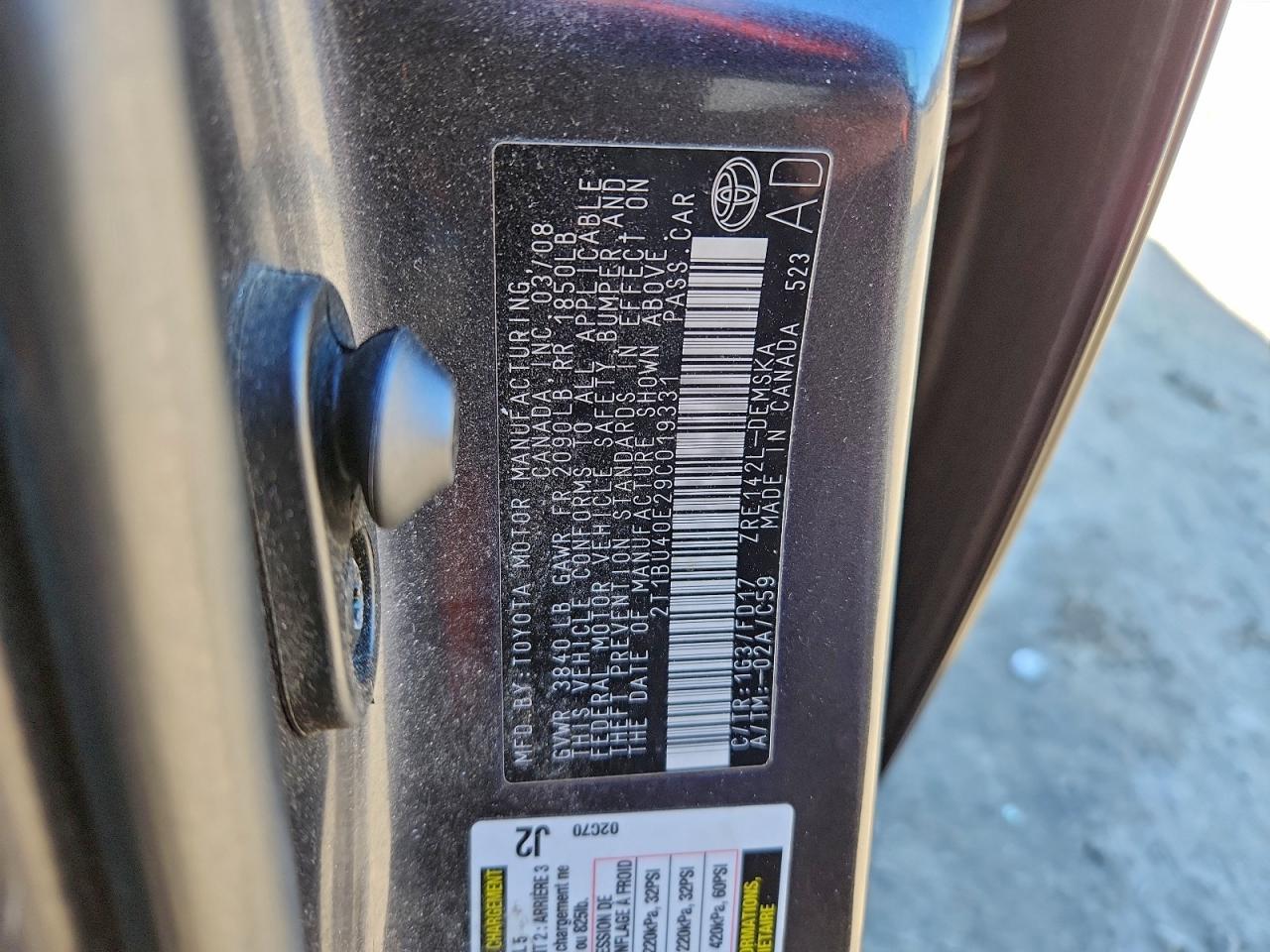 2009 TOYOTA COROLLA BASE photo 12