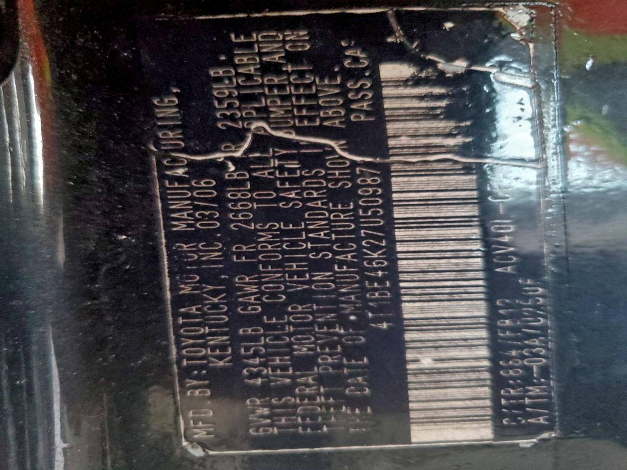 2011 TOYOTA CAMRY BASE photo 12