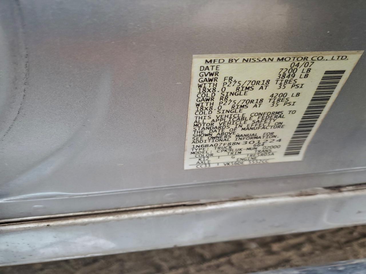 2008 NISSAN TITAN XE FFV photo 23
