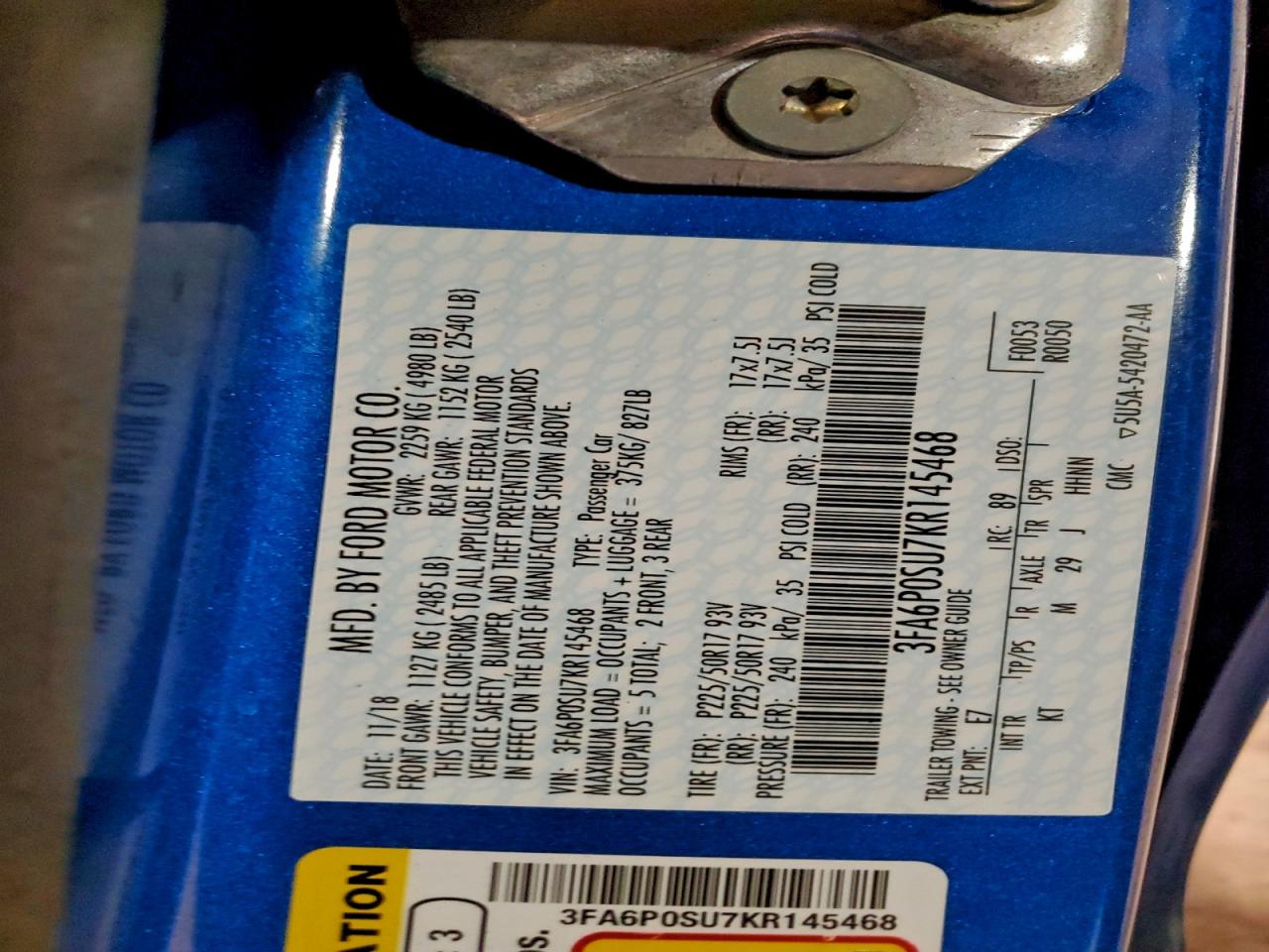 2019 FORD FUSION TITANIUM photo 12
