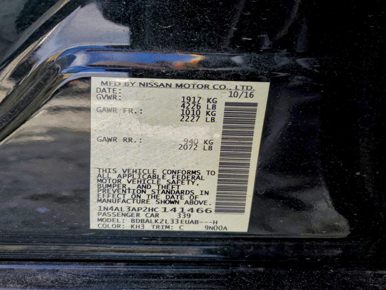2017 NISSAN ALTIMA 2.5 photo 12