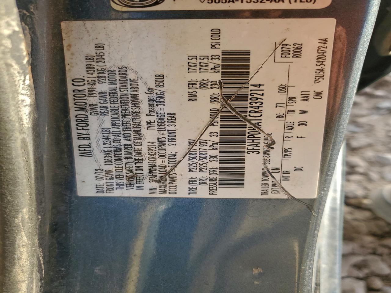 2012 FORD FUSION SE photo 13