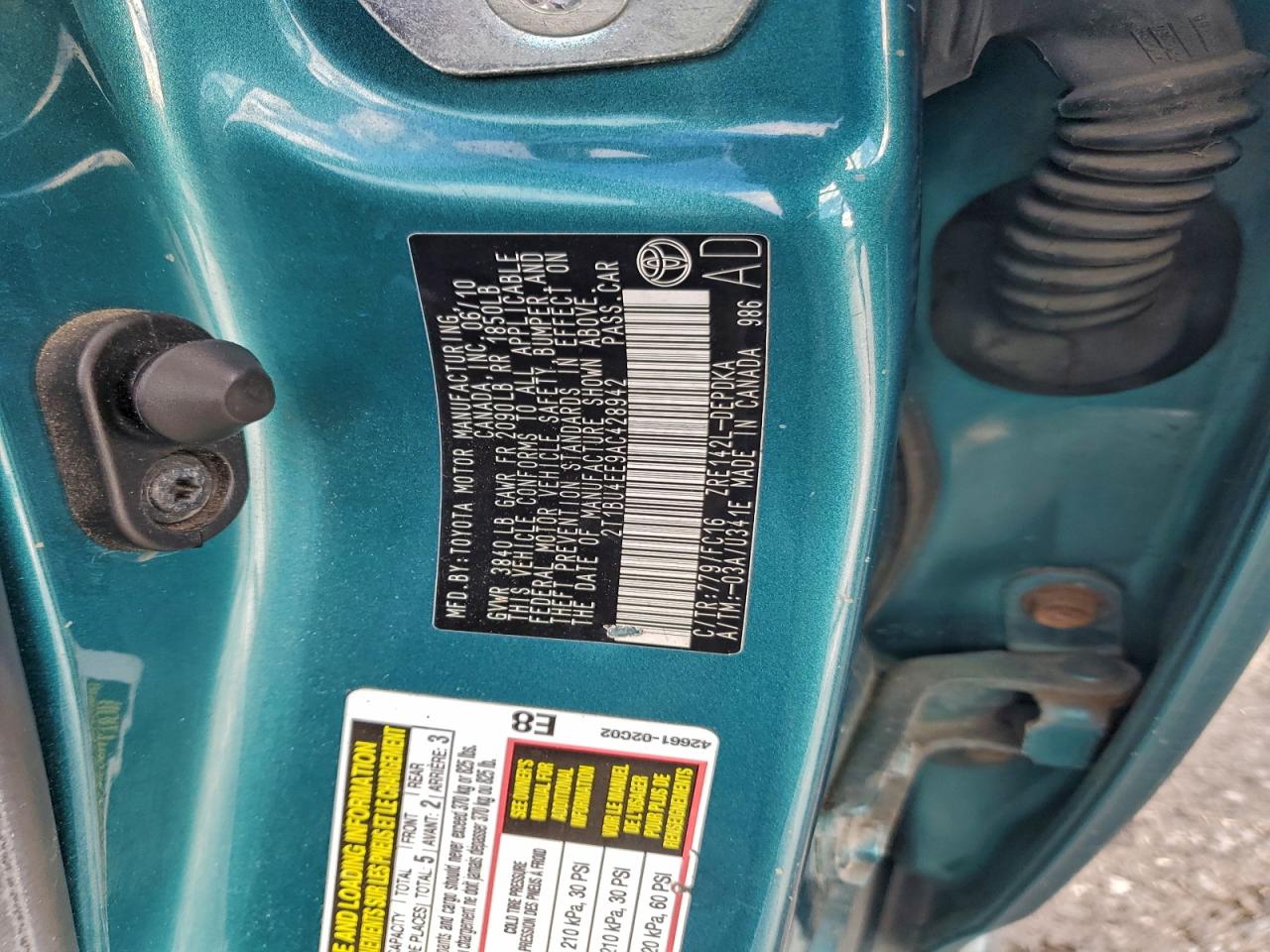 2010 TOYOTA COROLLA BASE photo 12