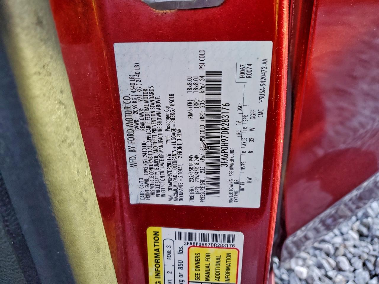 2013 FORD FUSION SE photo 12