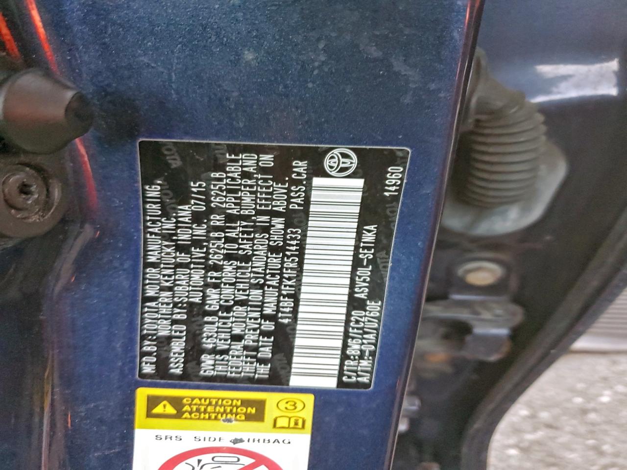 2015 TOYOTA CAMRY LE photo 12