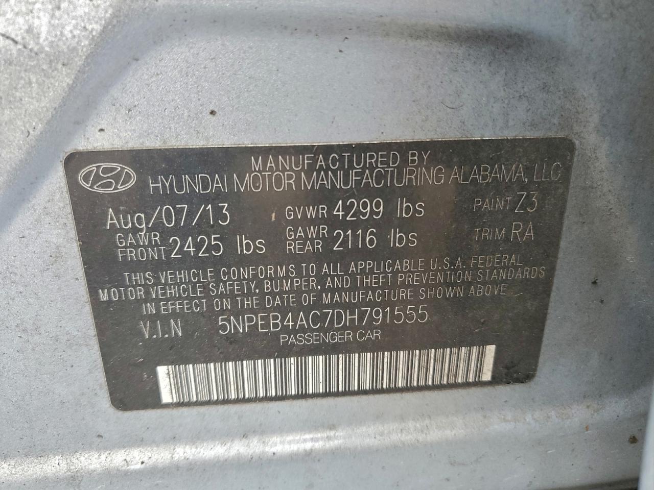 2013 HYUNDAI SONATA GLS photo 12