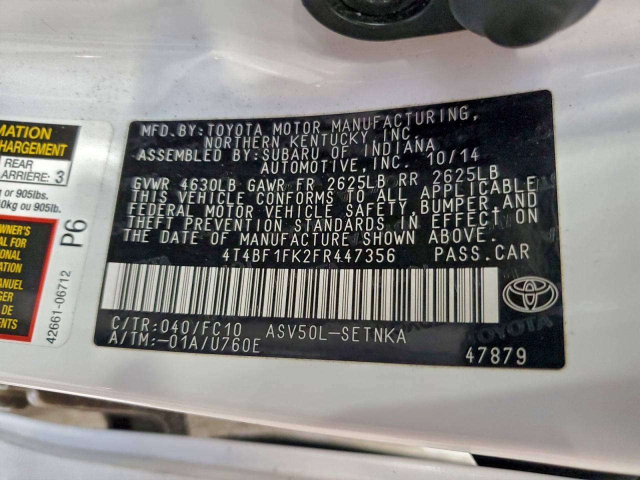 2015 TOYOTA CAMRY LE photo 13