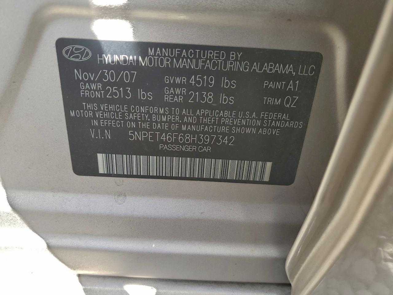 2008 HYUNDAI SONATA GLS photo 12