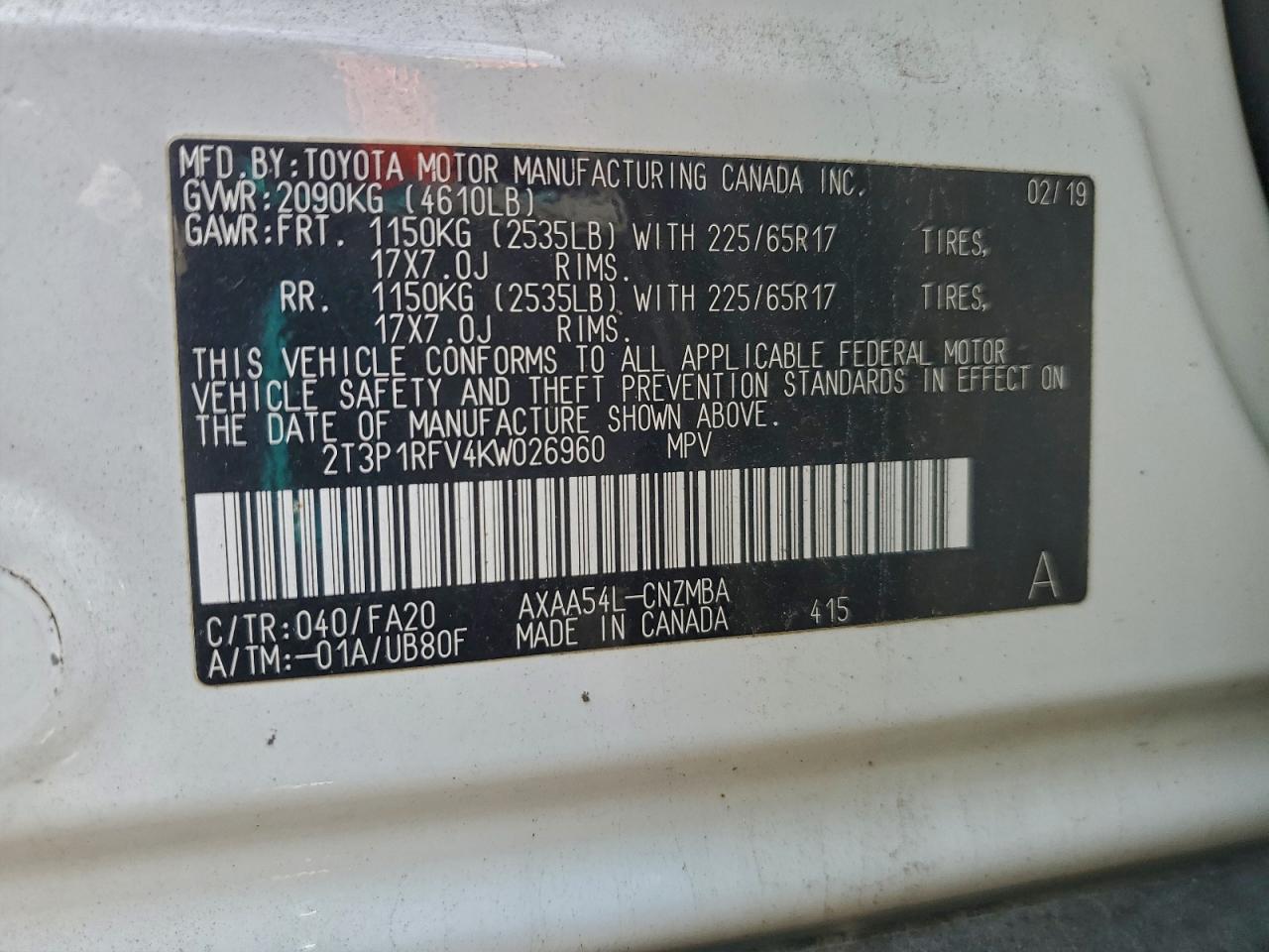 2019 TOYOTA RAV4 XLE photo 13