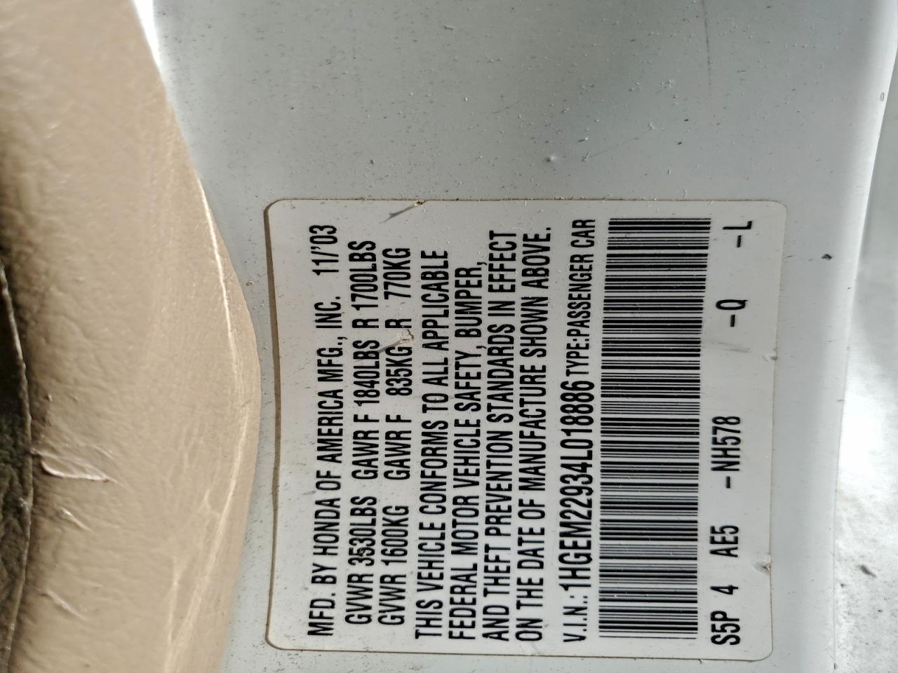 2004 HONDA CIVIC EX photo 12
