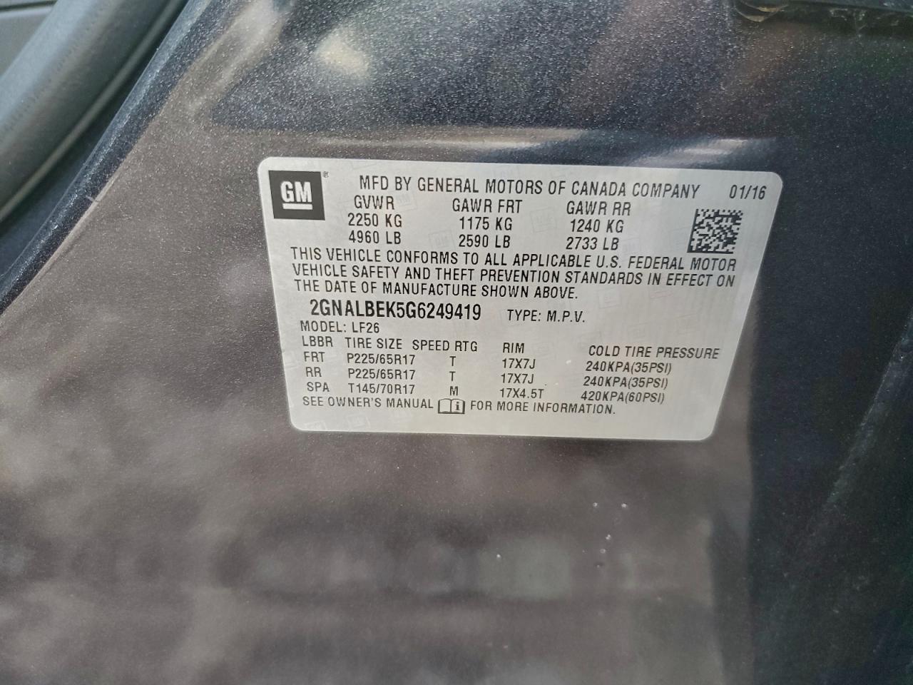 2016 CHEVROLET EQUINOX LS photo 12
