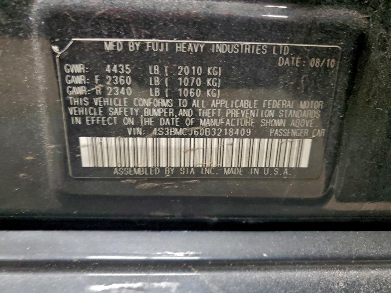 2011 SUBARU LEGACY 2.5I LIMITED photo 12
