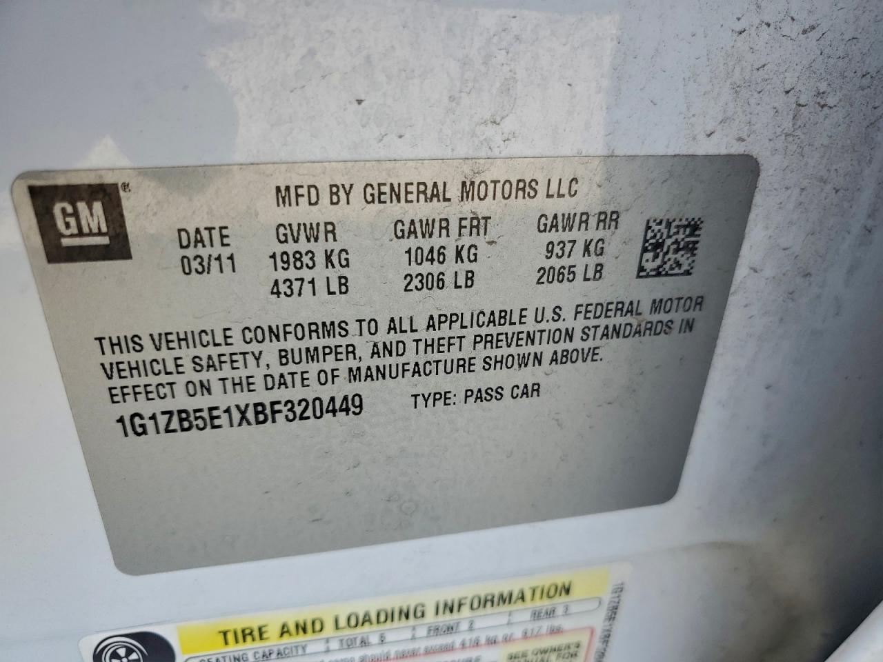 2011 CHEVROLET MALIBU LS photo 12
